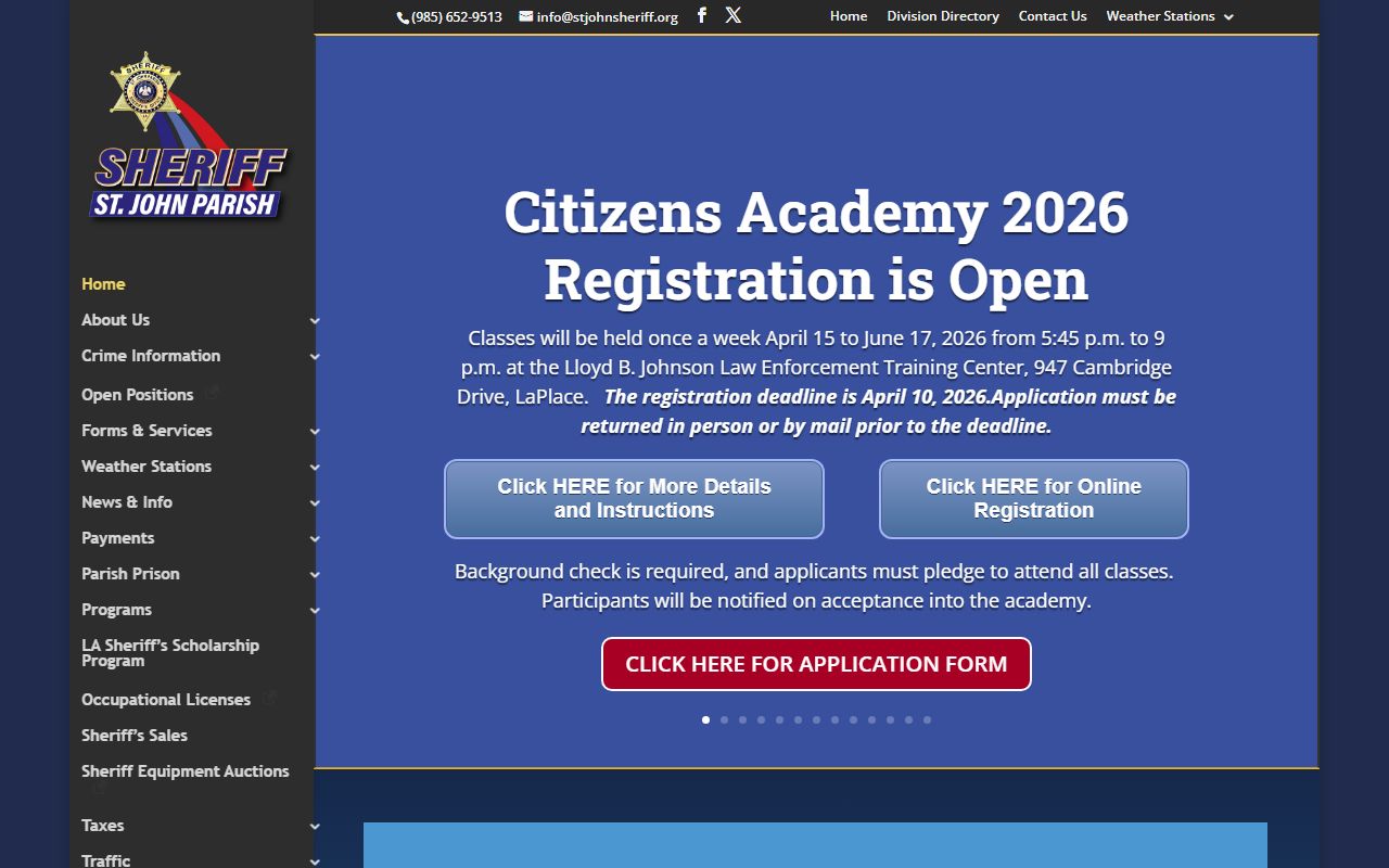 St. John the Baptist Parish Sheriff for LaPlace background check records