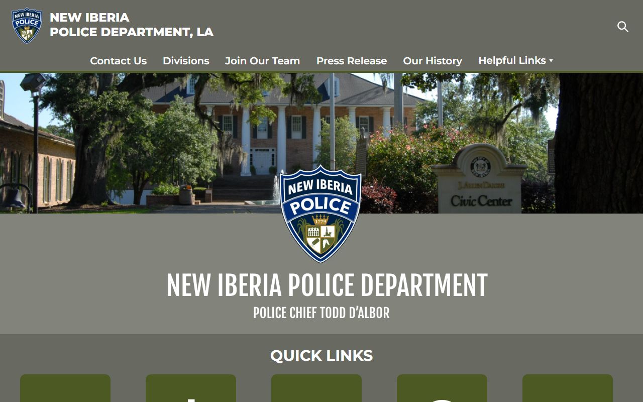 New Iberia Police Department website for New Iberia background check records