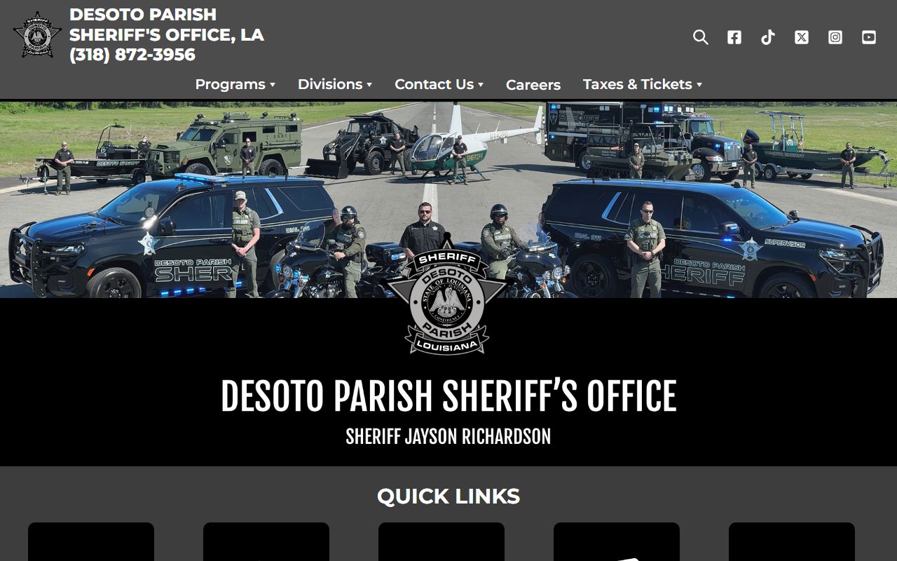De Soto Parish Sheriff DPSO website for arrest and background check records