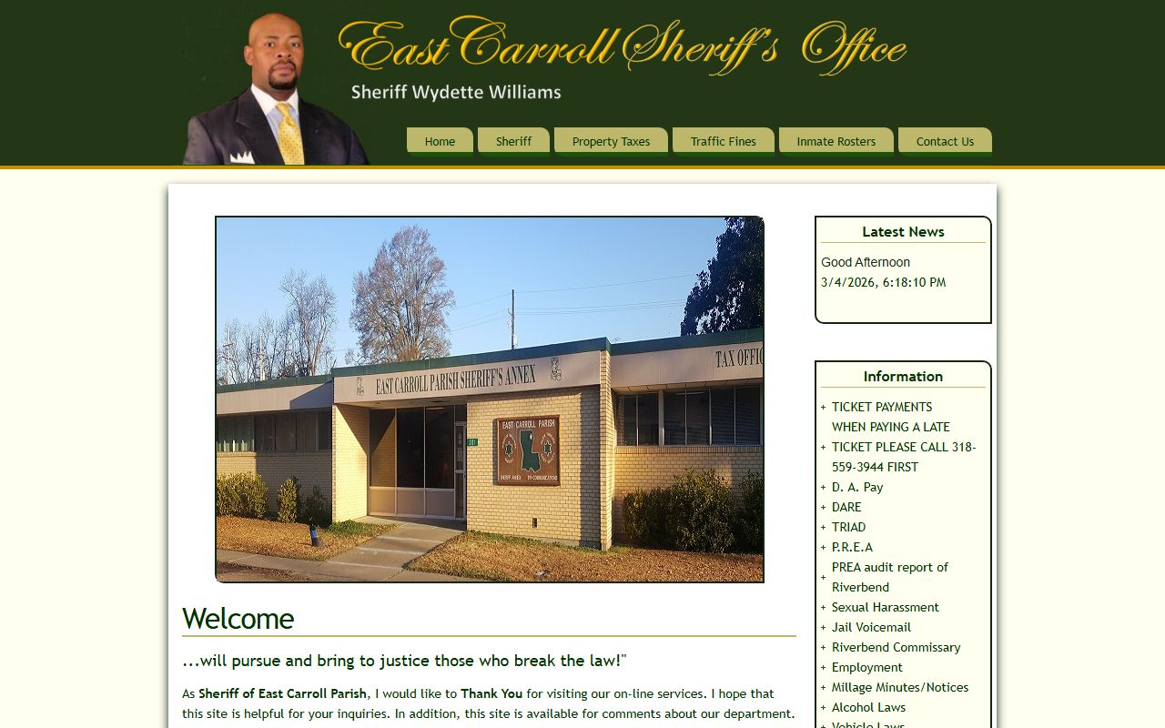 East Carroll Parish background check records from the sheriff's office website