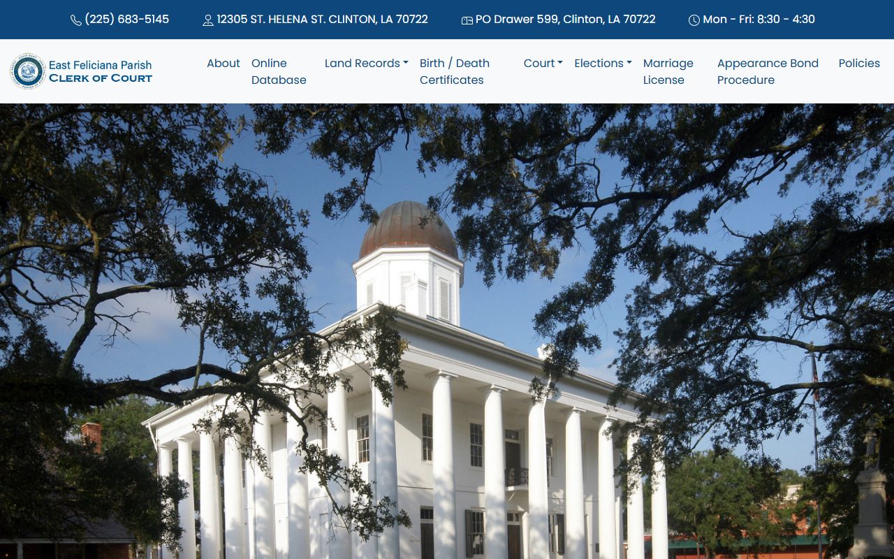 East Feliciana Parish background check records through the clerk of court website