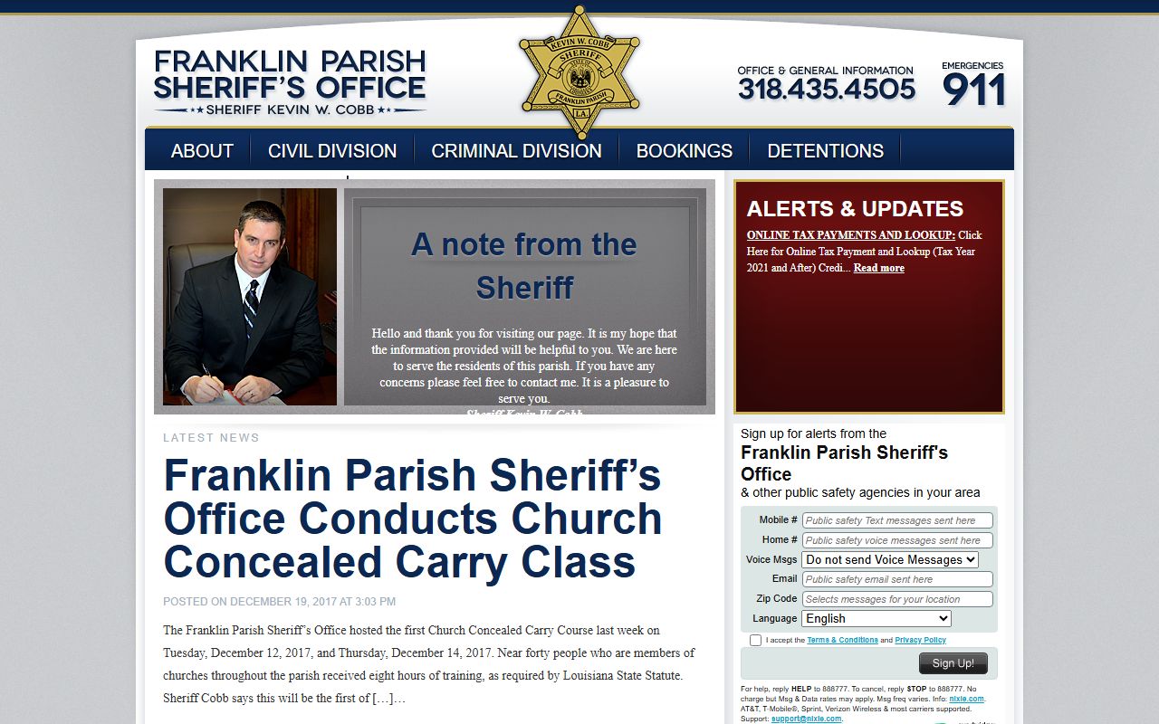 Franklin Parish background check records available through the sheriff's office