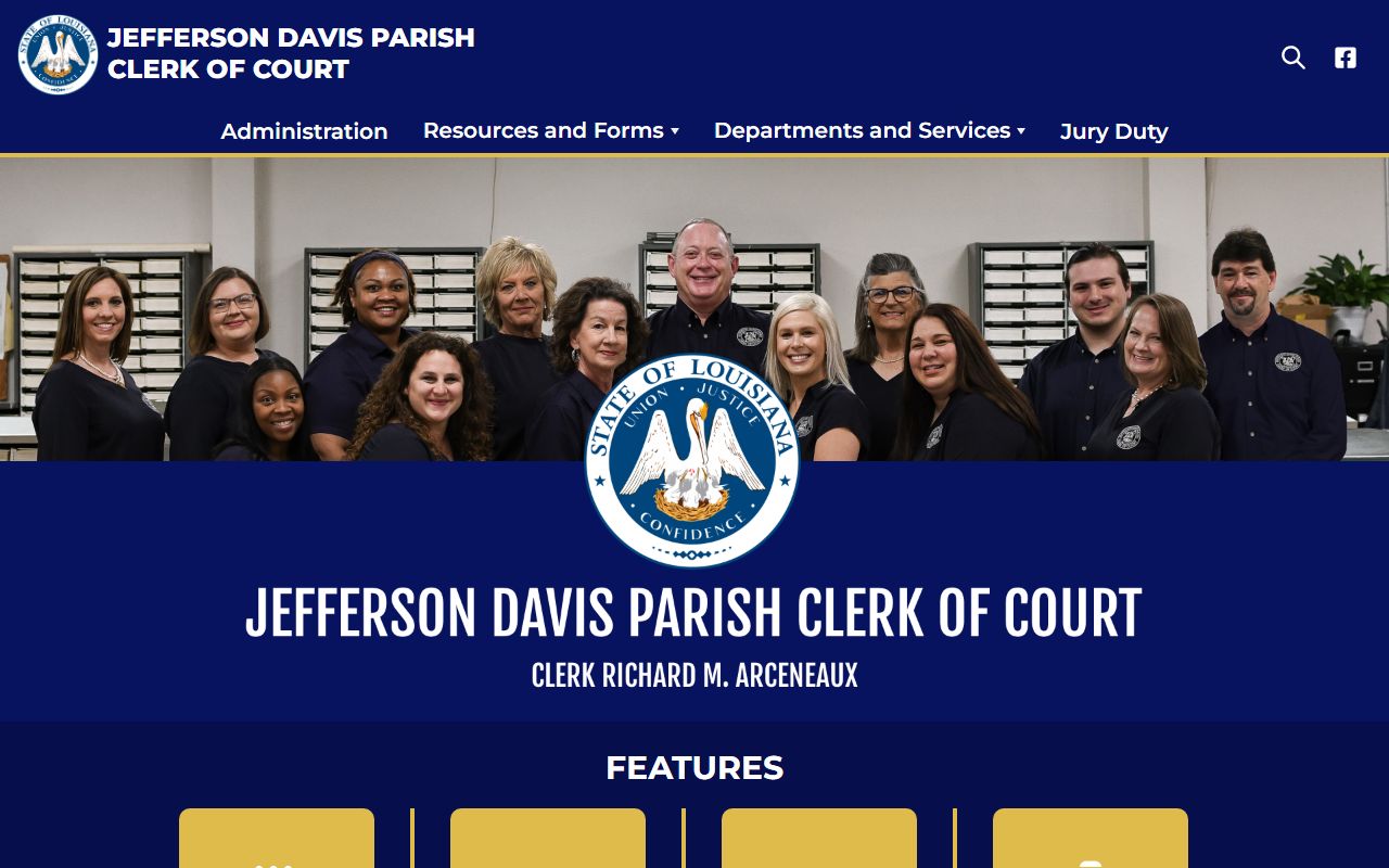 Jefferson Davis Parish Clerk of Court website for background check records in Jennings