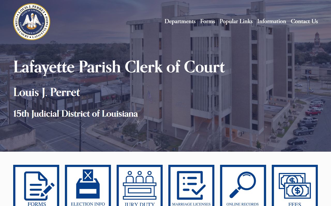 Lafayette Parish Clerk of Court website for background check and court records