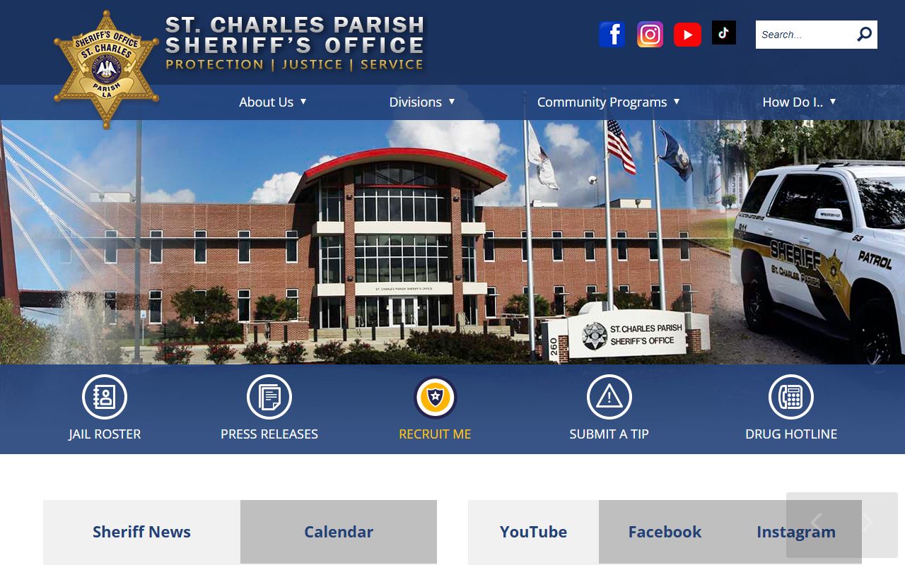 St. Charles Parish Sheriff's Office website for background check records