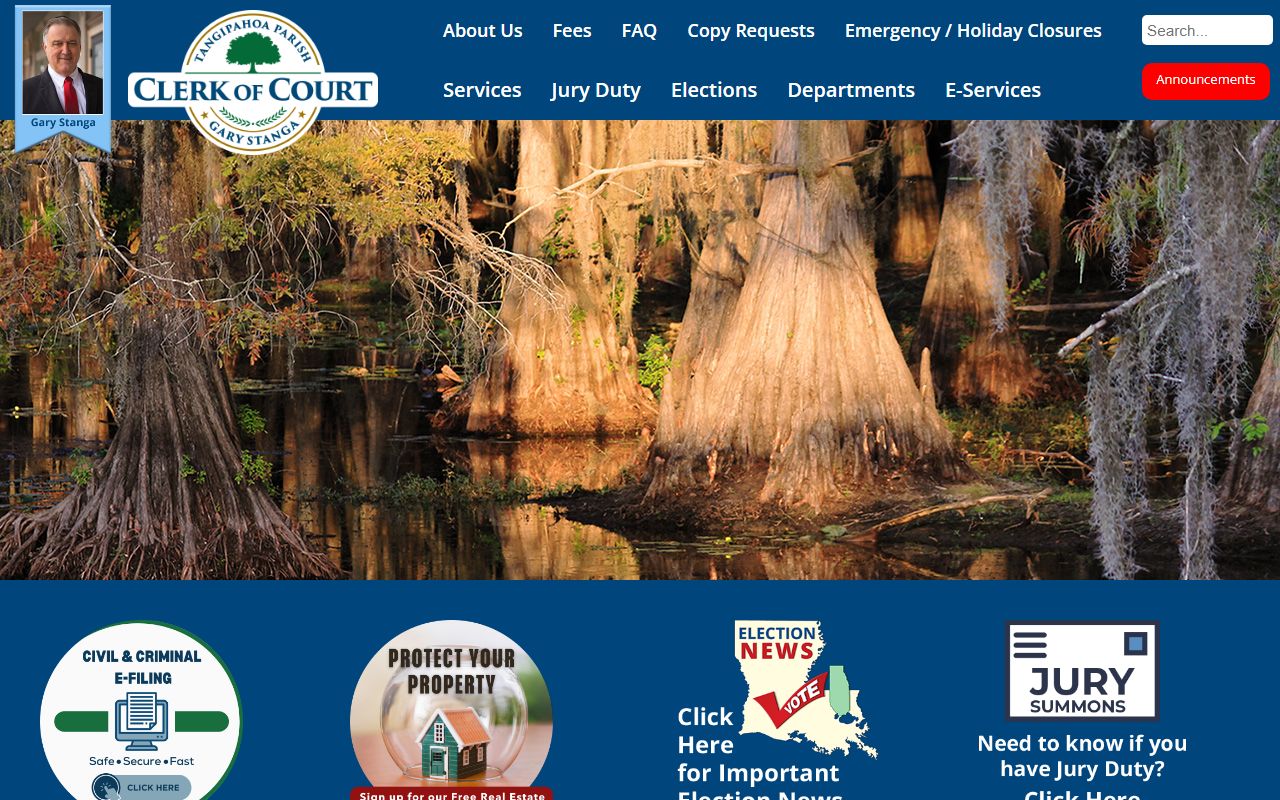 Tangipahoa Parish Clerk of Court website for background check records