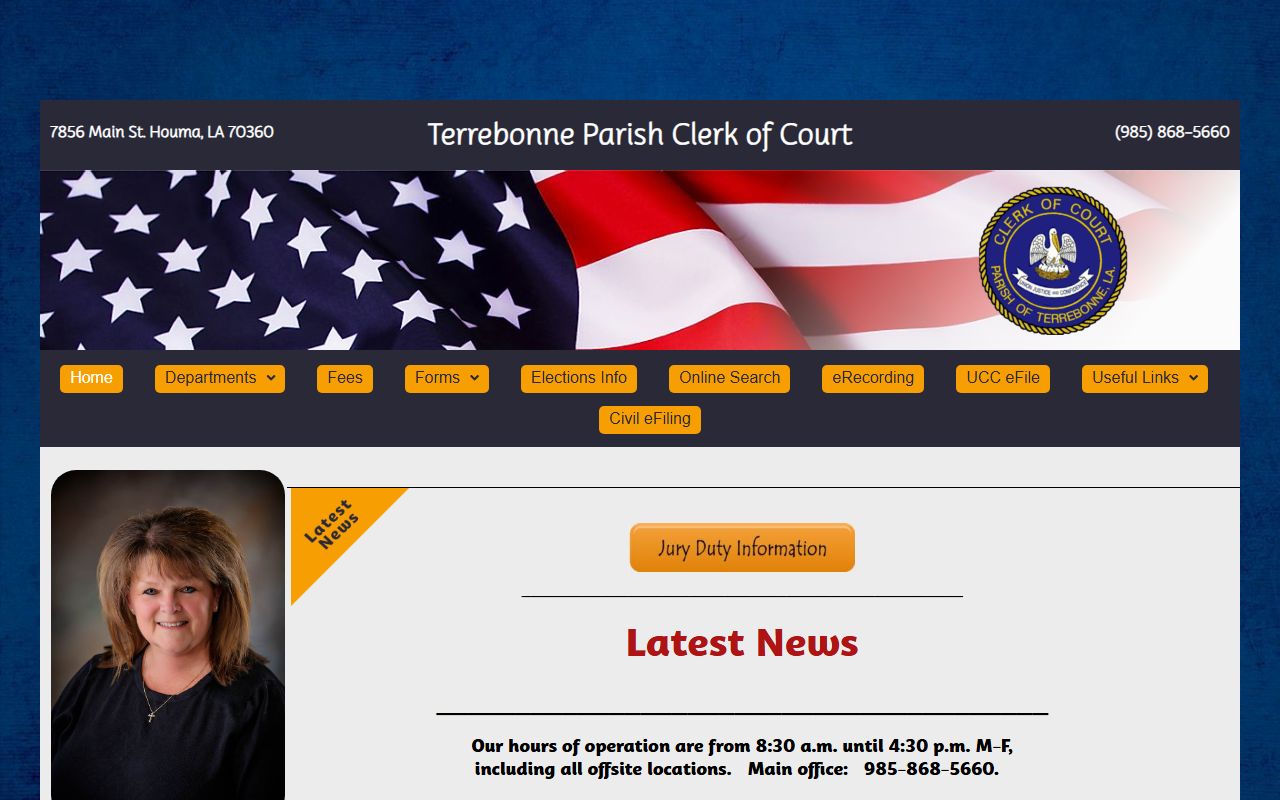 Terrebonne Parish Clerk of Court website