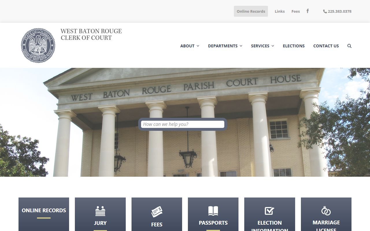 West Baton Rouge Parish Clerk of Court website for background check records